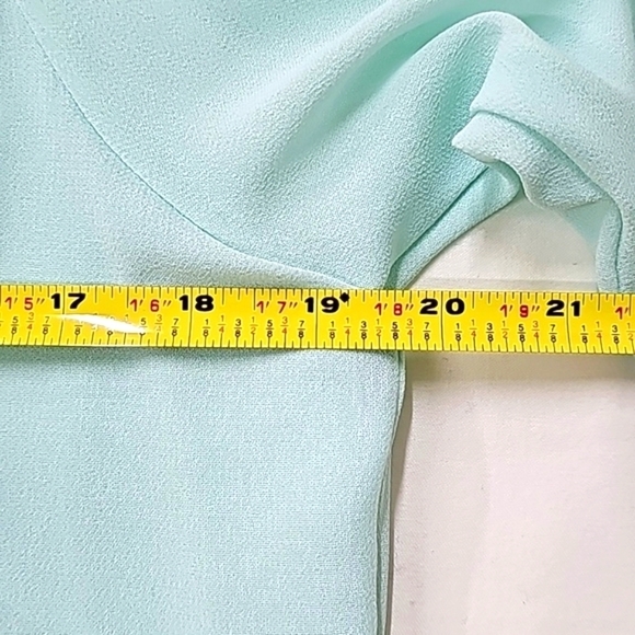 Ursula of Switzerland VTG 80s 90s drop waist crepe dress, light aqua, LS - Picture 11 of 15